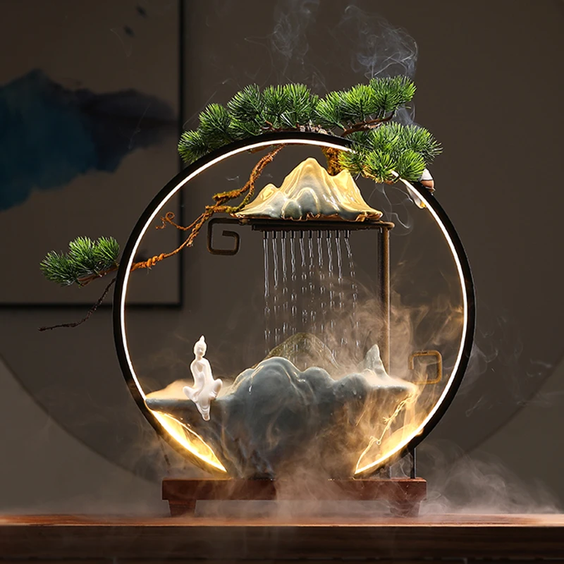 

Backflow Handicraft Incense Burner Ceramic Smoke Aroma Oil Incense Burne Diffuser Water Fall Fountain Incensario Home Decor DH50