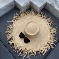 100 natural raffia summer sun hat for women straw hat ladies uv protection floppy beach hat