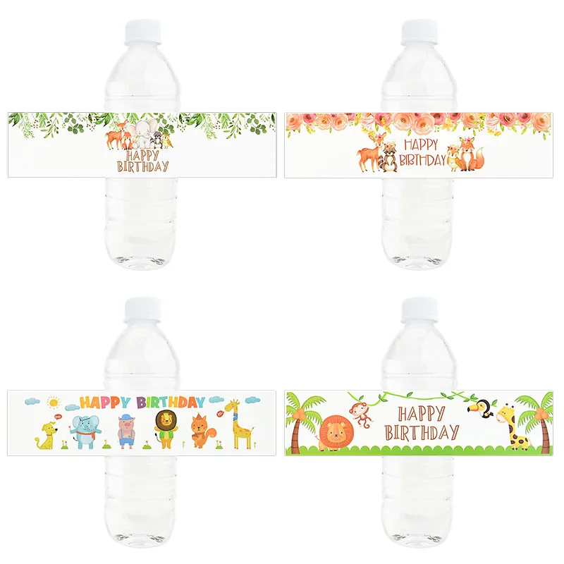 

Jungle Safari Happy Birthday Water Bottle Labels Jungle Animal Theme Kids Birthday Party Baby Showers Decor Water Bottle Sticker