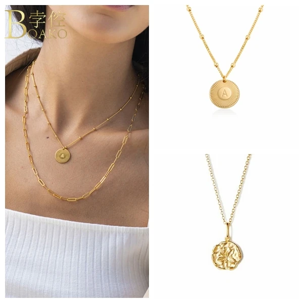 

BOAKO Round Pendant 925 Sterling Silver Necklaces For Women 2021 Fine Jewelry Chain Girl Choker Necklace Collares Bijoux Collars