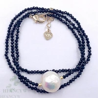 2mm black spinel color baroque pearl necklace 18 inches jewelry flawless hang chain wedding aurora diy women chic
