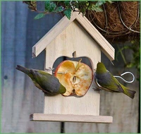 yard decor primitive wooden bird fruit feeder