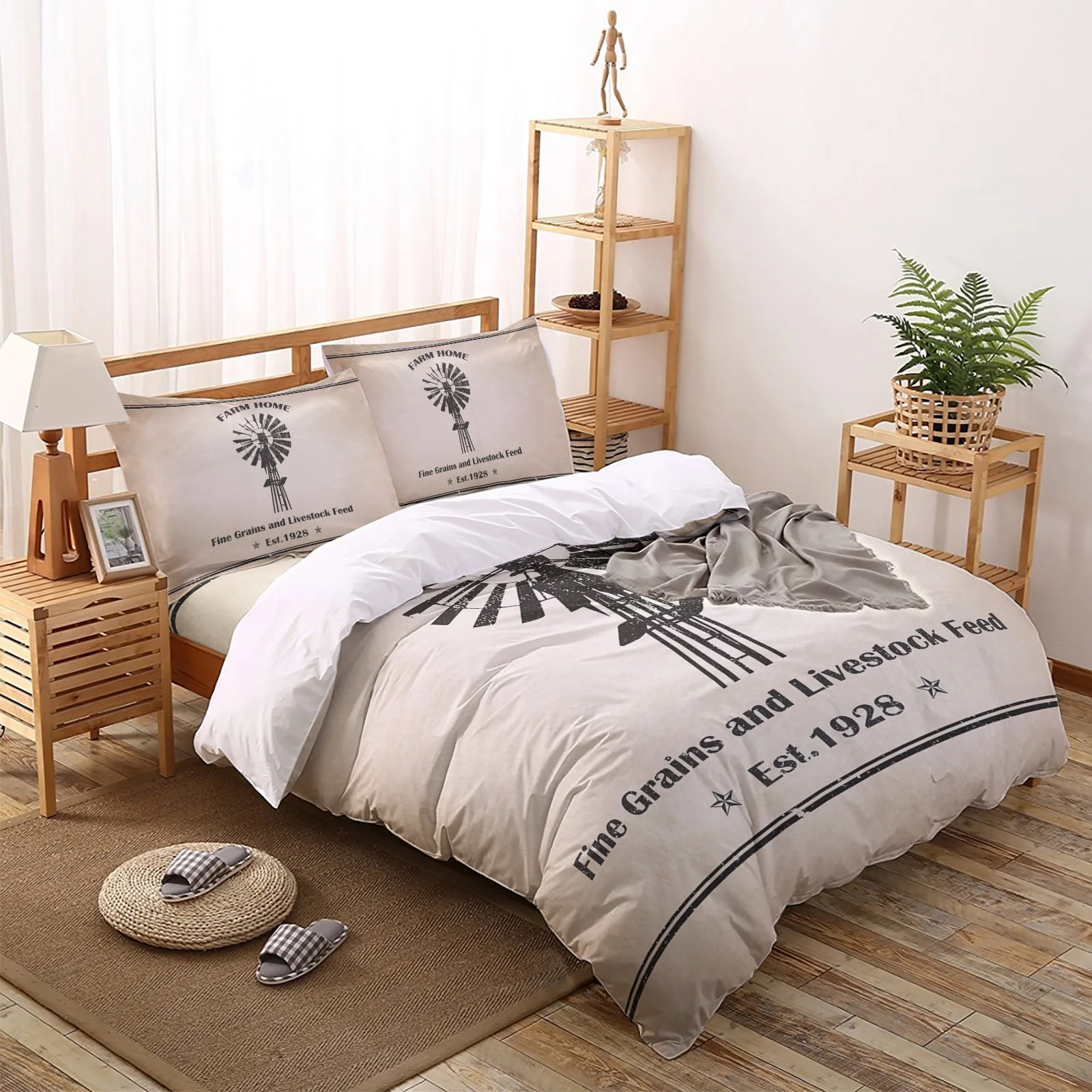 

Ферма ветряная мельница Ретро постельное белье для дома постельное белье лист королева King Size покрывало на кровать чехлы