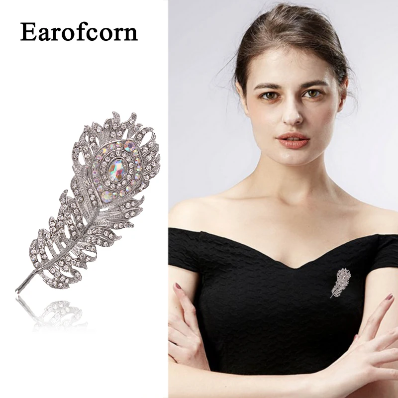 Earofcorn Новинка 2019 броши в форме пера для женщин элегантные аксессуары костюма