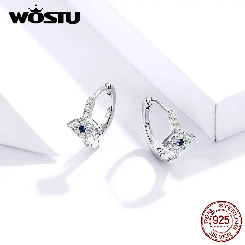 WOSTU Hot Sale 100% Real 925 Sterling Silver Earrings For Women Classic Zircon Lucky Eye &amp Gold Color Jewelry | Украшения и
