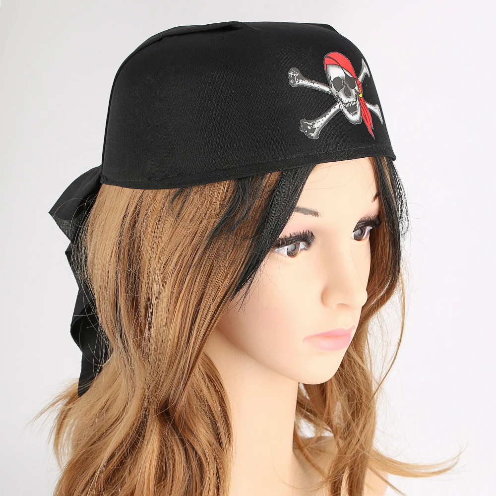 Шляпа Карибского пирата с красным капюшоном шапка-шарф черепом аксессуары для