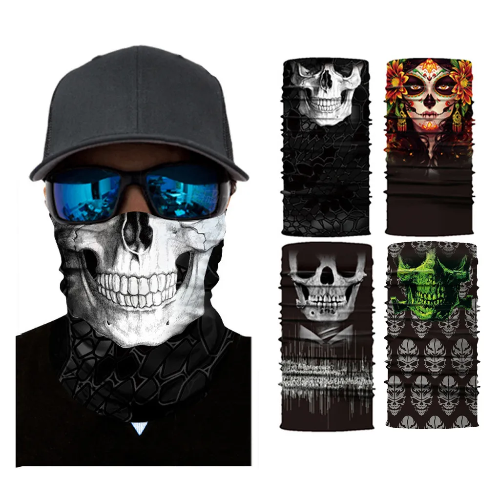 Велосипедная полумаска для лица с принтом черепа дышащая Ветрозащитная маска