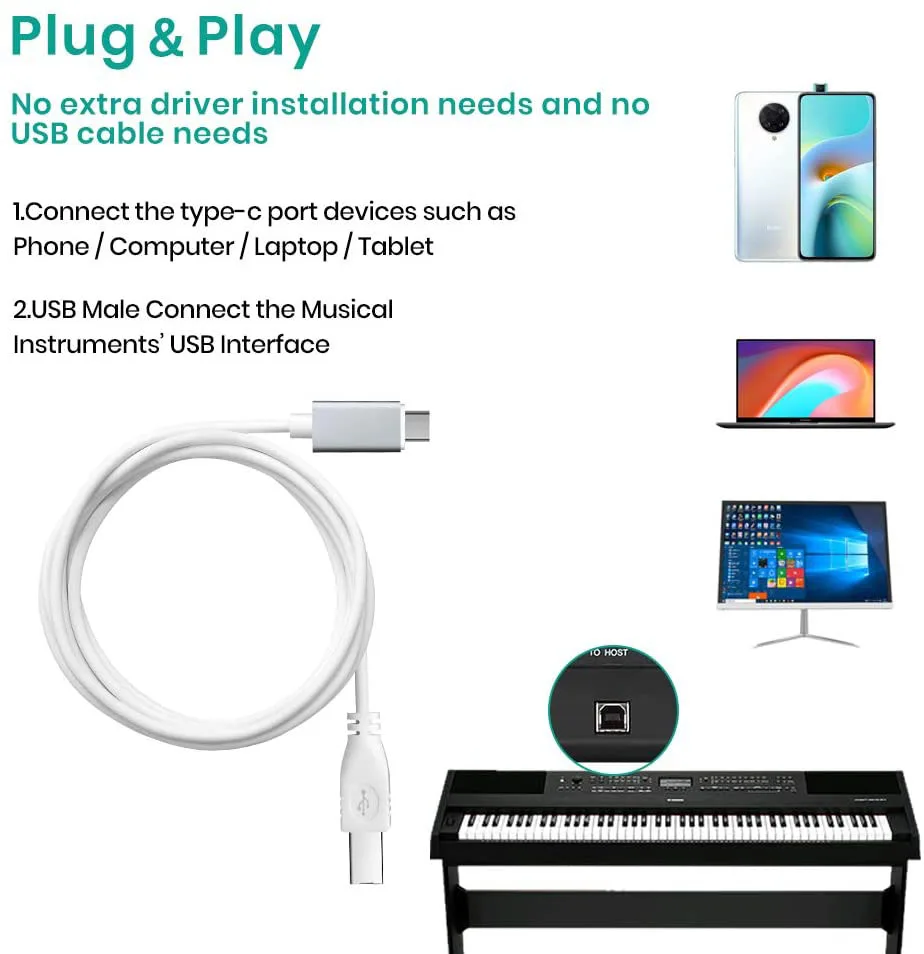 3 фута USB C к B Midi кабель Type Интерфейсный шнур для электронного музыкального