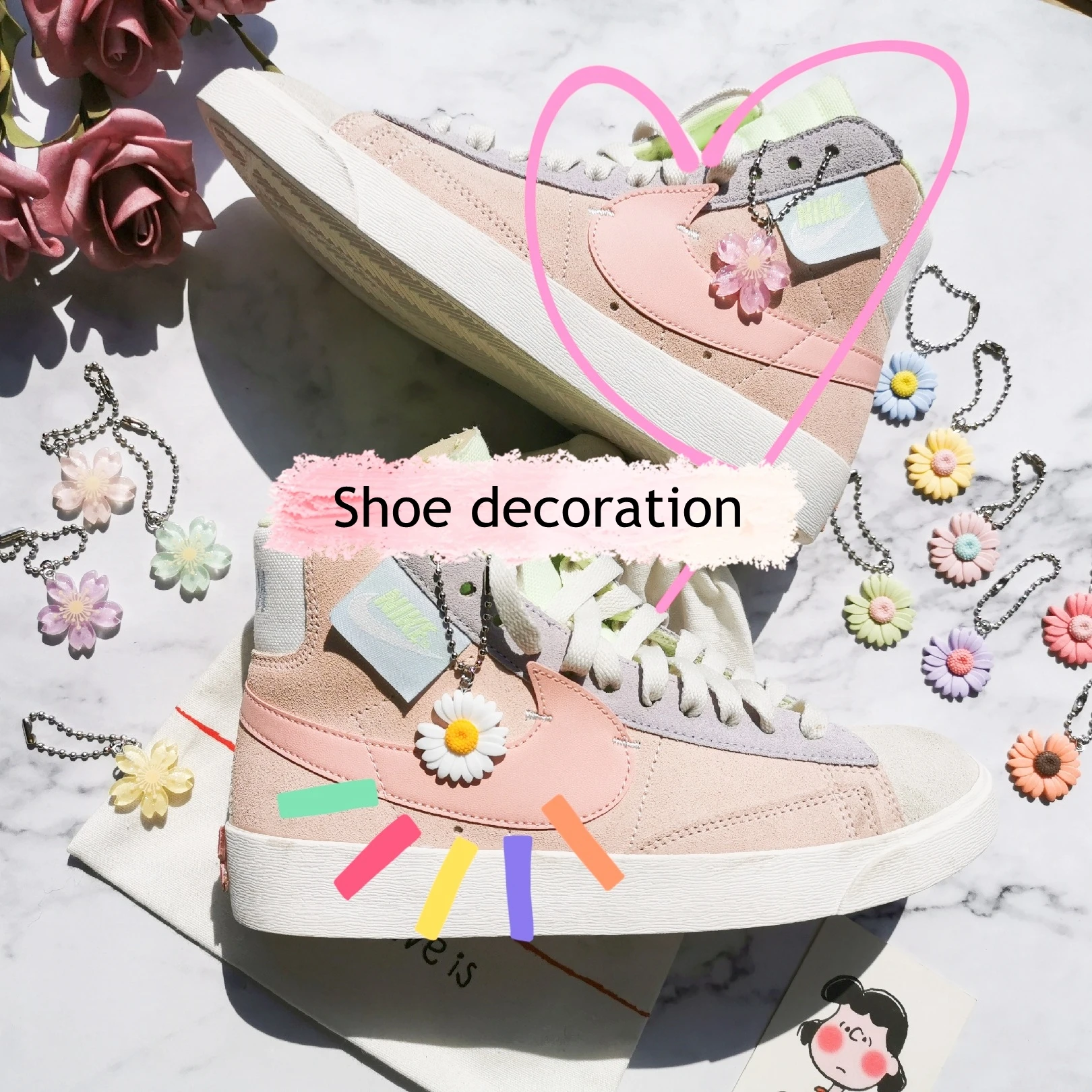 1PCS DIY Flowers Shoe Chain Decoration Girls And Children Shoes Accessories Trend Creative Shoelace Decorative Shoes Accessories