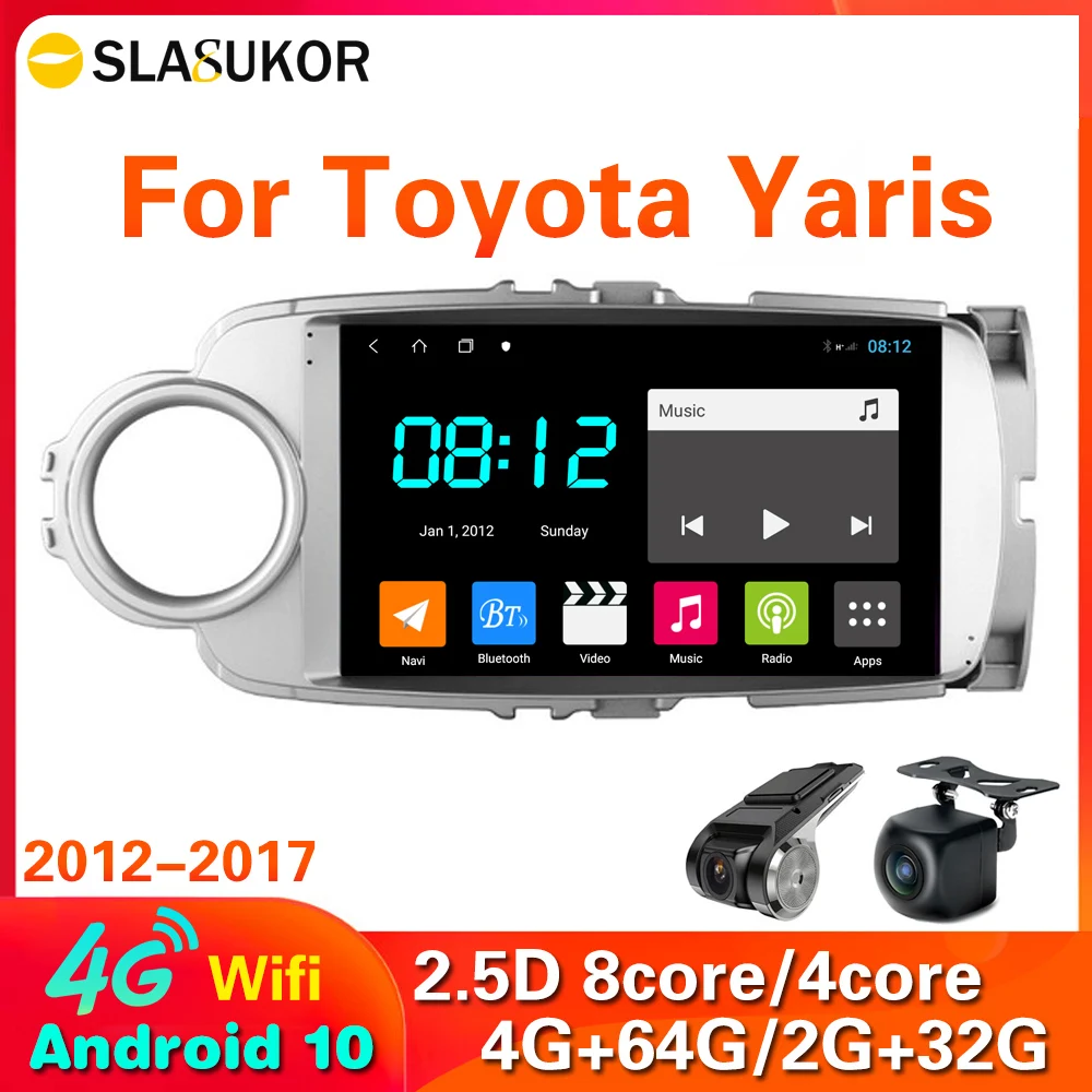 

4G + 64G Android 10 Car Radio GPS Multimedia Player For Toyota Yaris 2012 2013 2014 2015 2016 2017 Video Navigation BT No 2 Din