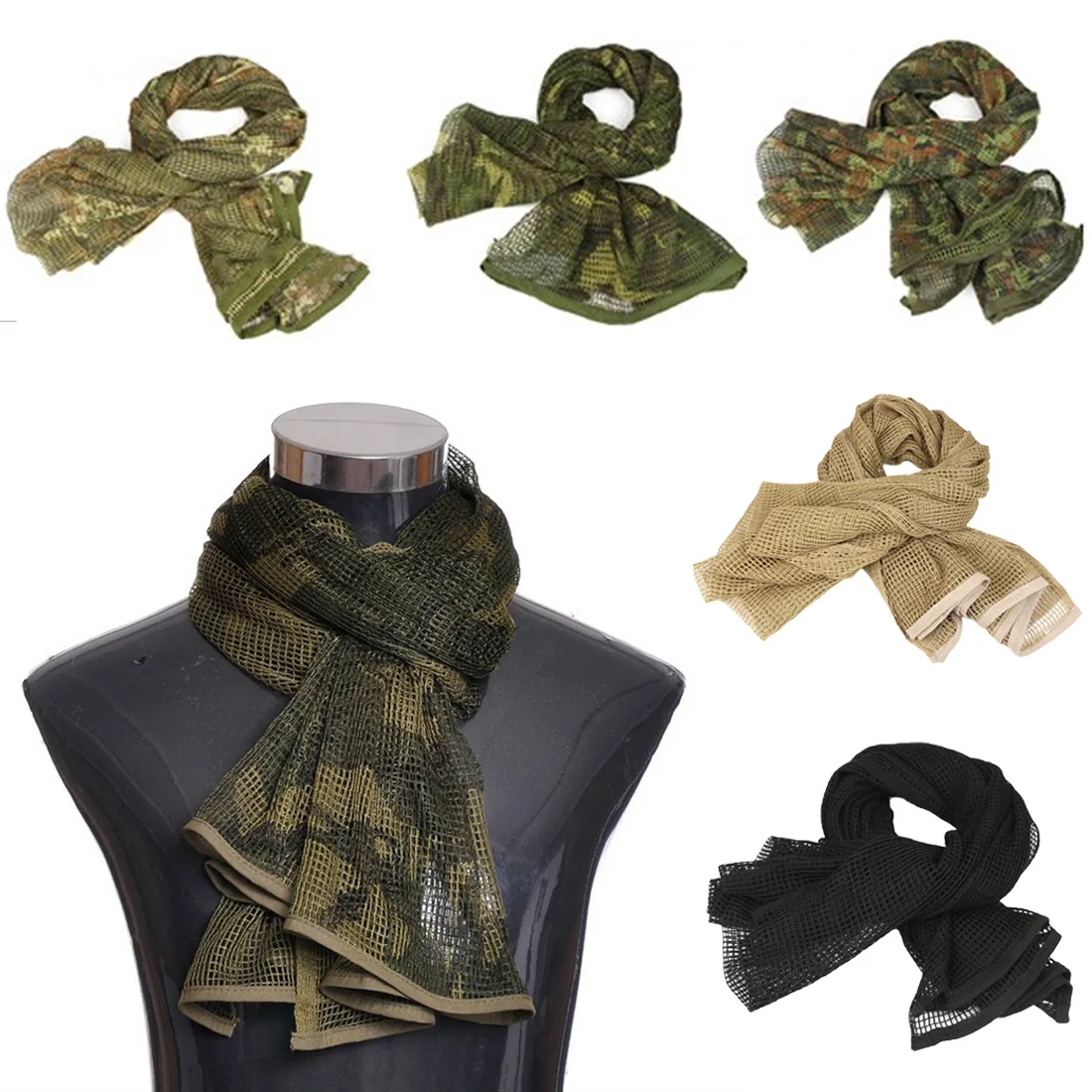 Новый хлопковый военный Камуфляжный Тактический сетчатый шарф снайперская Фата