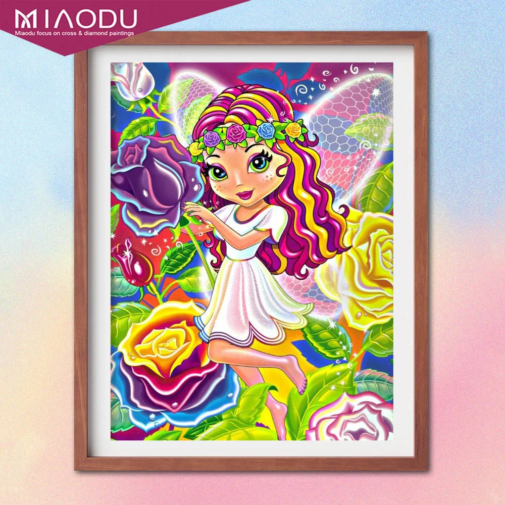

5D Diamond Painting For Children Colored Rose Fairy Girl Cross Stitch Kits Embroidery Abstract Art Mosaic Home Decor Gifts