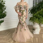 Женское вечернее платье с цветочным принтом, кружевное платье с открытыми плечами и аппликацией, праздничное платье знаменитости, индивидуальный пошив
