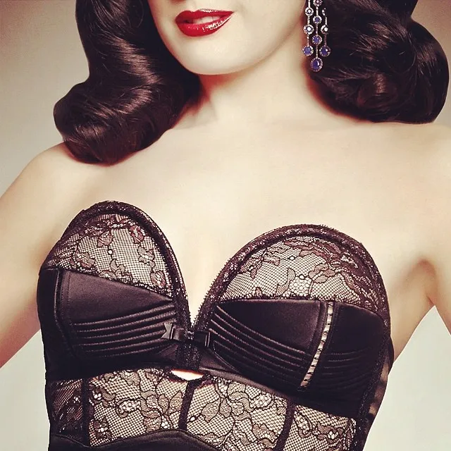 Free shipping Dita Von Her Sexellency Lace Thin Strapless Bra Set 75B75C could whole sales