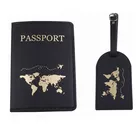Горячее тиснение путешествия Обложка для паспорта и багажная бирка, Карточка Чехол Для женщин мужчин кожаная дорожная Кредитная Держатель для карт путешествия ID и документа с отделением для паспорта