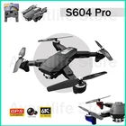 Складной Дрон S604 Pro с GPS, двойная камера 4K HD, четыре оси