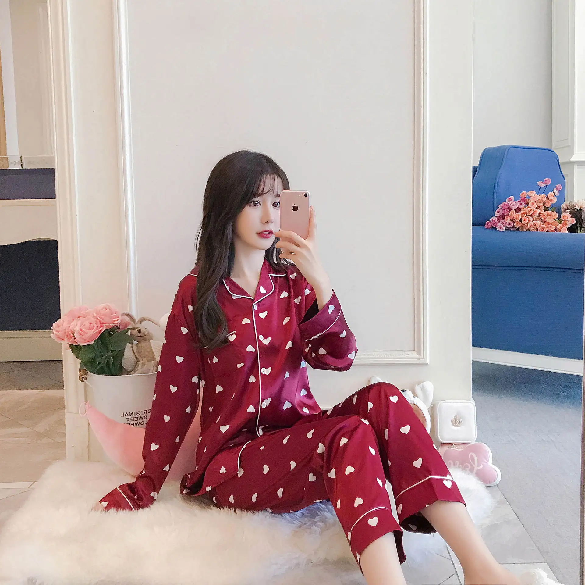 

Big Size Pajamas Sets Womens Shirt Pants Sleepwear Sleep Suit M-5XL Home Wear Nightgown Robe Bath Gown Spring Autumn Sleepshirts