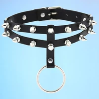 new fashion women punk metal choker necklace silver color spike rivet leather gothic collar women chocker emo dark accessories