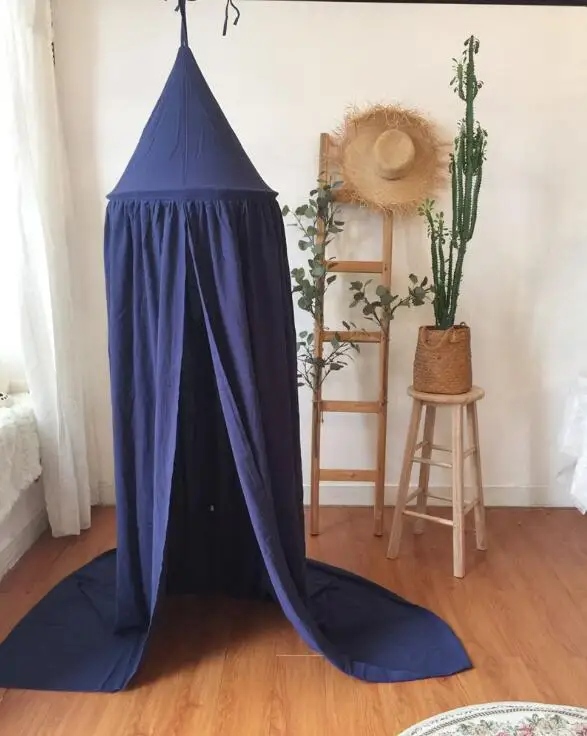 dark blue Детская балдахин круглая москитная сетка принцесса кровать балдахин девушки шторы постельные принадлежности кроватка палатка украшение детской комнаты - Цвет: dark blue