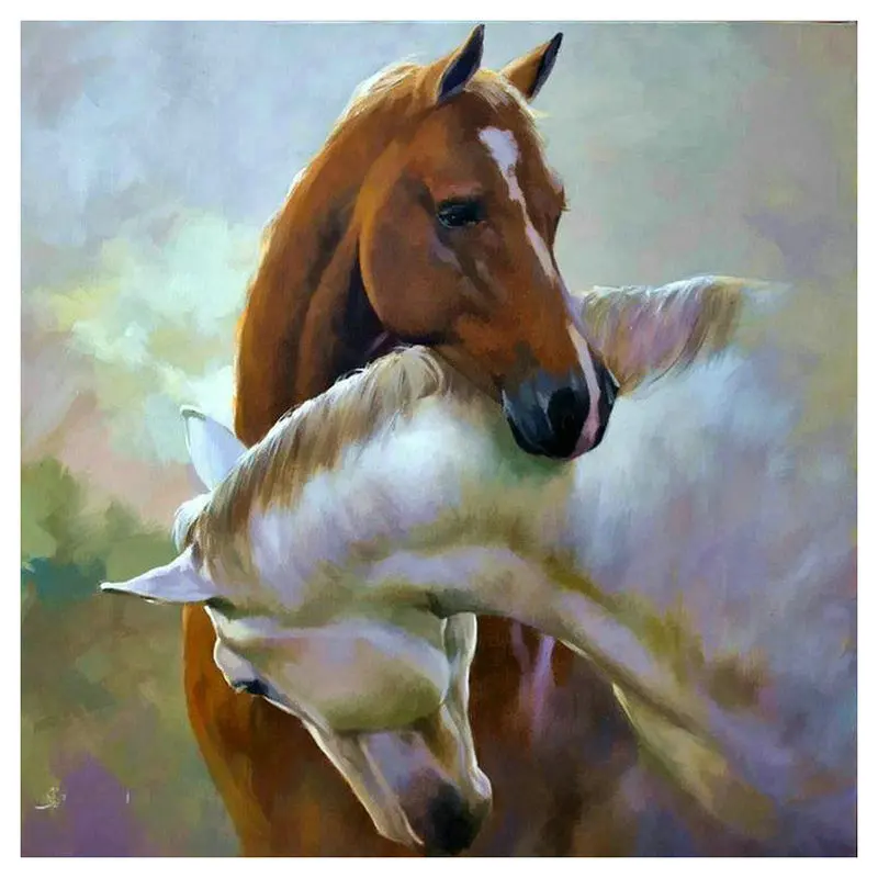 

Алмазная живопись мама квадратная мозаика две лошади животные холст вышивка 5d из полимера, круглая, алмазная искусство Вышивка крестиком