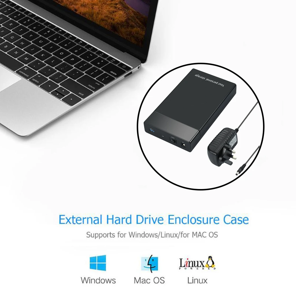 

Portable External Hard Drive Enclosure Reader 3.2 2.5 Inch Hard Disk Case for SATA III HDD SSD Support UASP 10TB Max UK Plug