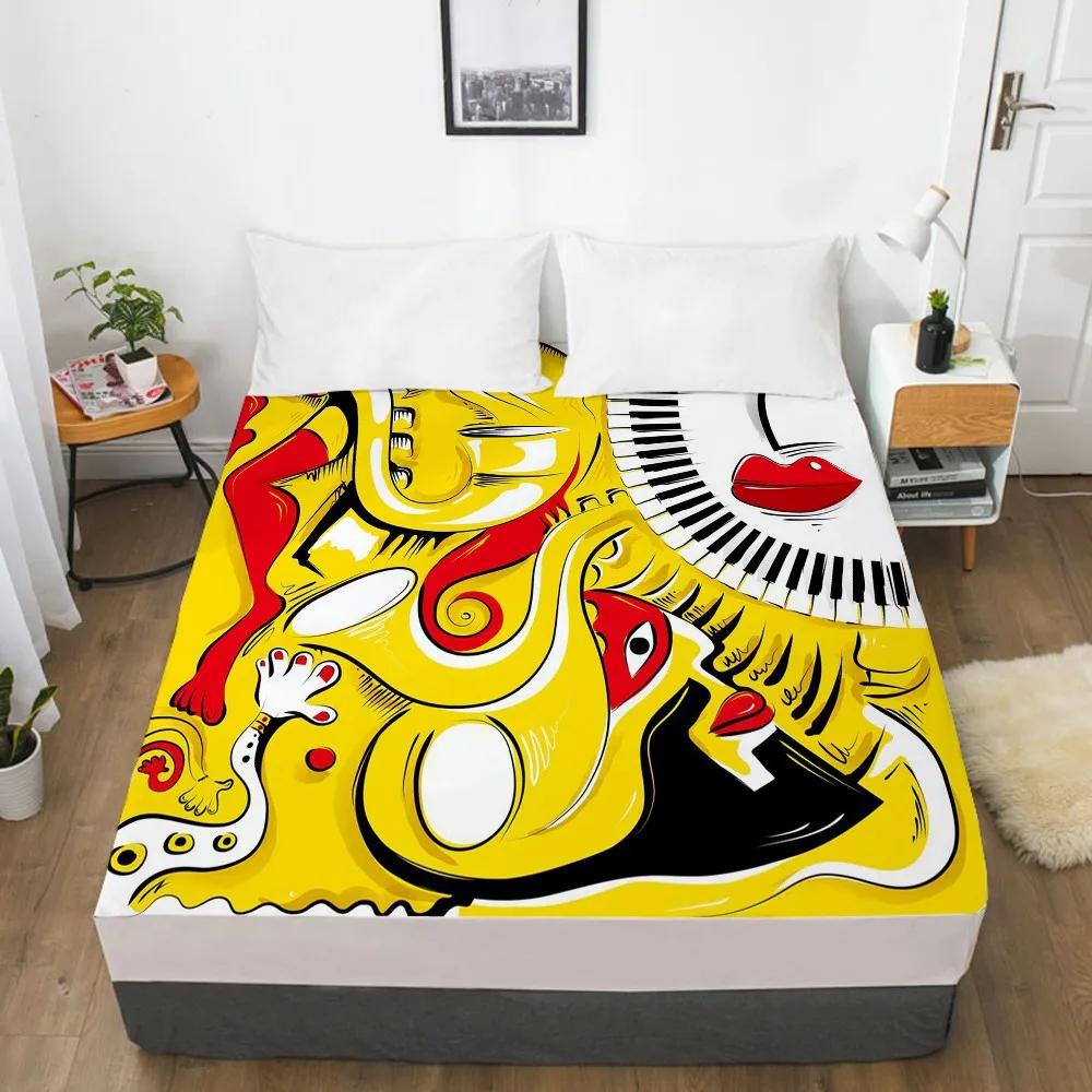 

3D Fitted Sheet 160x200/150x200,Bed Sheets On Elastic Band Bed,Mattress Cover.Bedsheet Bedding,Bed Linen Cartoon Rock Abstract