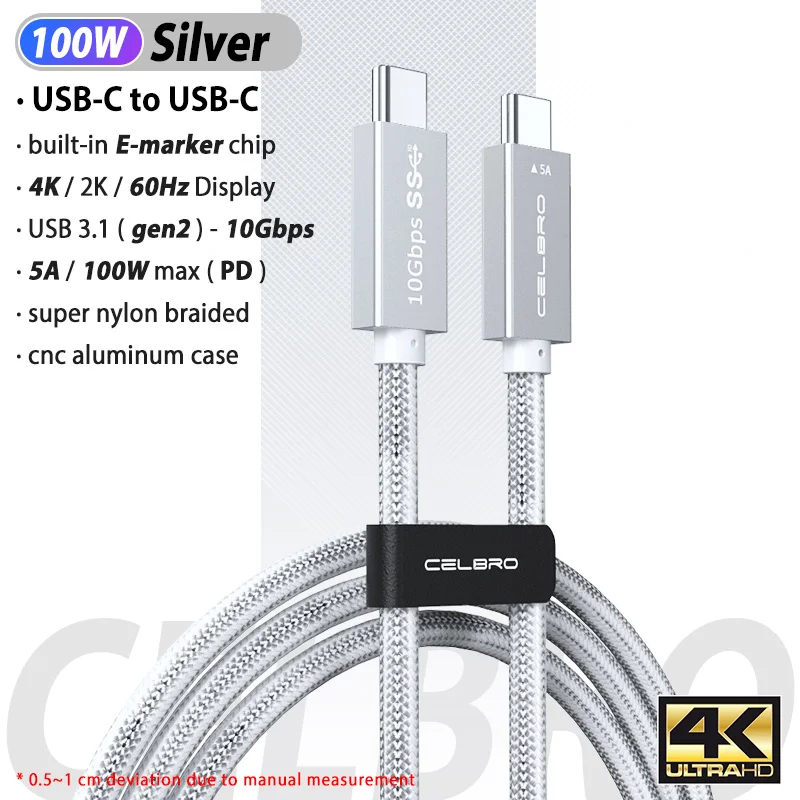 PD 100 Вт USB C к 3 1 кабель 4k Quick Charge 4 0 для IPAD Macbook Pro Samsung Tablet Xiaomi Быстрый зарядный