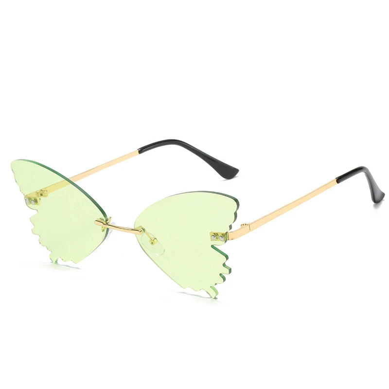

2021 New Style Personalized Butterfly Sunglasses Women's Colorful Ocean Film Frameless Sunglasses European and American Style