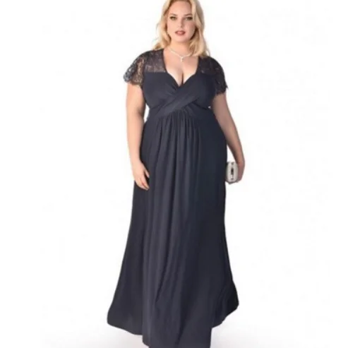 Женское вечернее платье-макси большого размера плюс черное красное кружевное