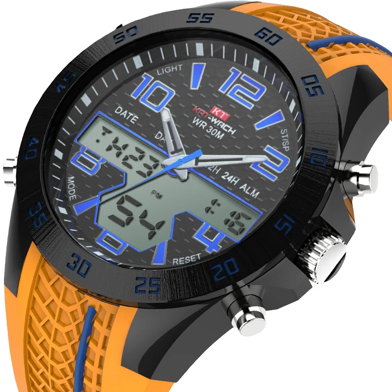 KAT-WACH men male Sports Electronic Waterproof Watch Multifunction LED Luminous Silicone Stopwatch Timing Alarm Calendar | Наручные часы