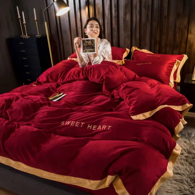 

Crystal velvet flannel bedding quilt cover sheet pillowcase