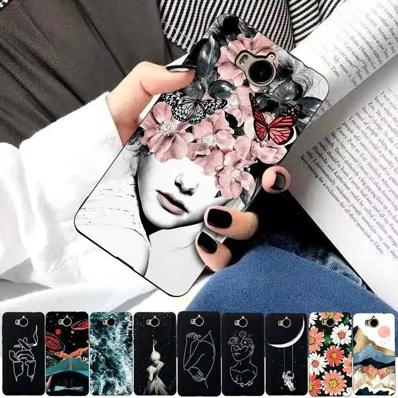 Fashion YJ Pattern Soft TPU 5.0&quotFor Huawei Y6 2017 Case For Cell Phone Cover |