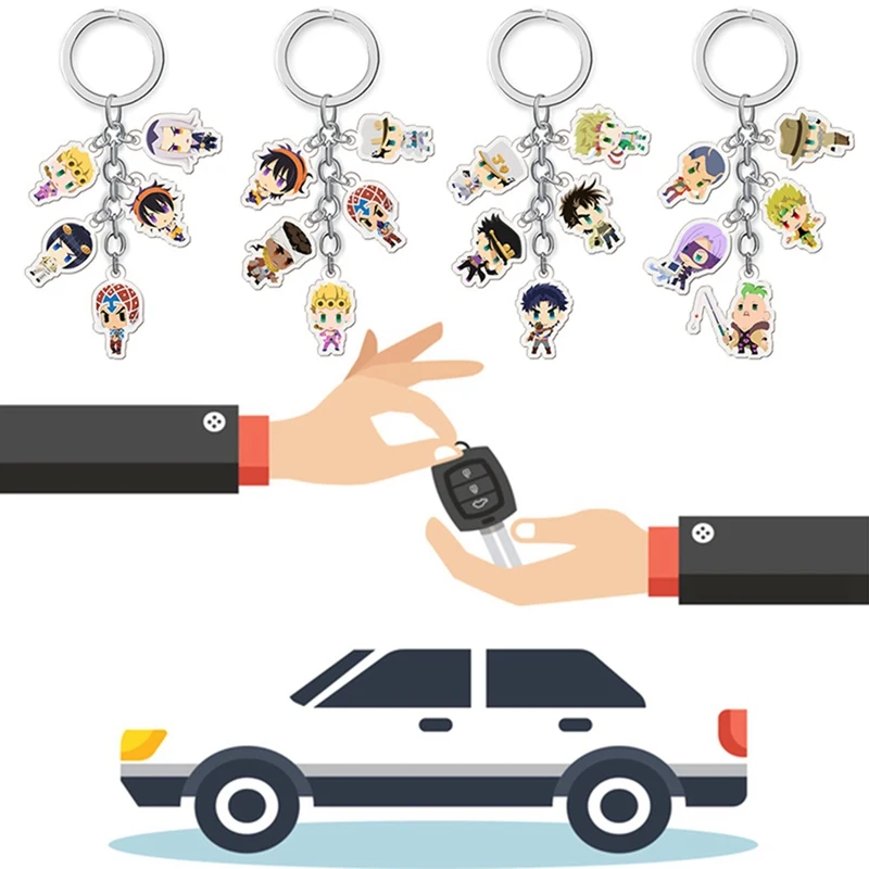 JOJOS японский аниме брелок акриловый ремешок/подвески/кольцо для ключей