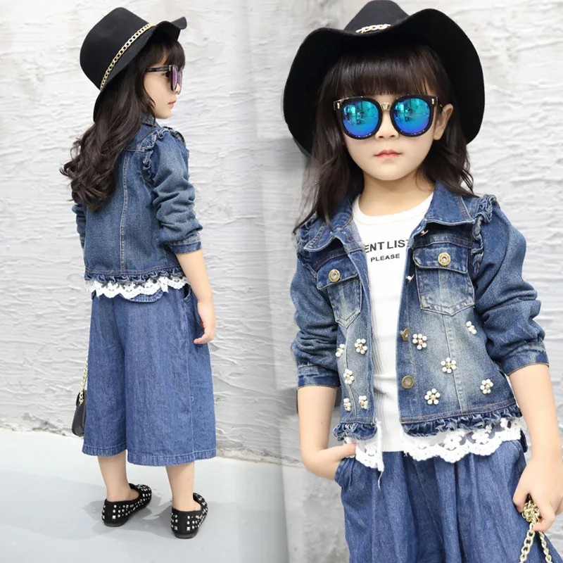 Dollplus/Новая Стильная джинсовая куртка для девочек; одежда для детей; весенне-осенние куртки для девочек; джинсовое пальто; модная детская верхняя одежда