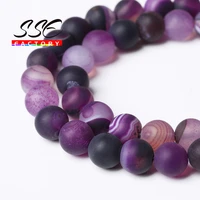 wholesale dull polish natural purple stripes agates round loose beads natural stone beads 15 for jewelry making 4 6 8 10 12mm