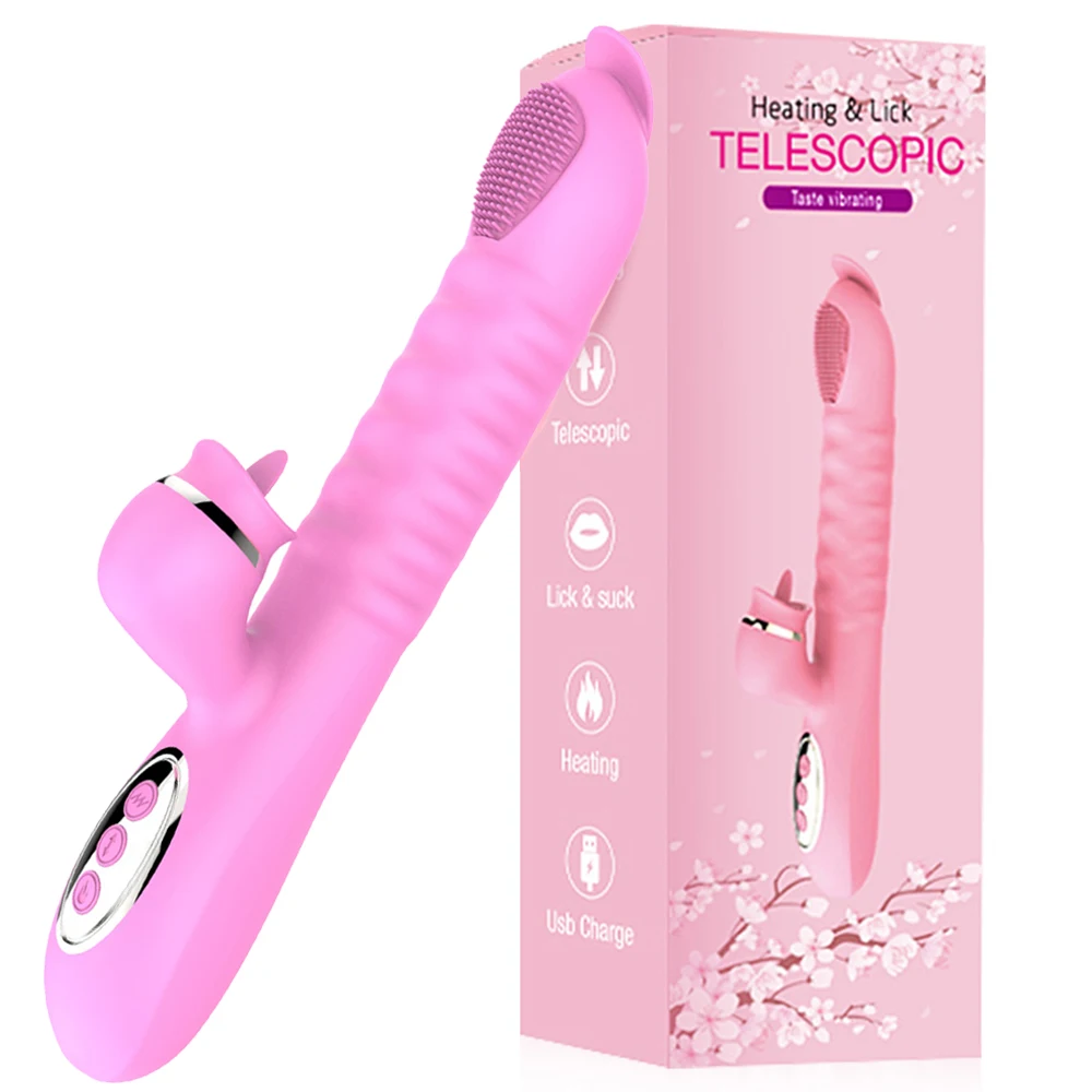 10 frequency Pulse Telescopic Heating Dildo Vibrator Tongue Licking Vagina G Spot Massage Clitoris | Красота и здоровье