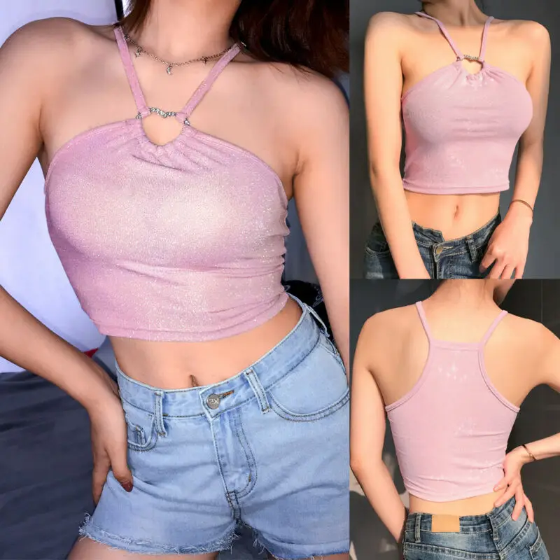 Модный женский кроп топ со вспышкой сексуальный жилет без рукавов футболка|Топы|