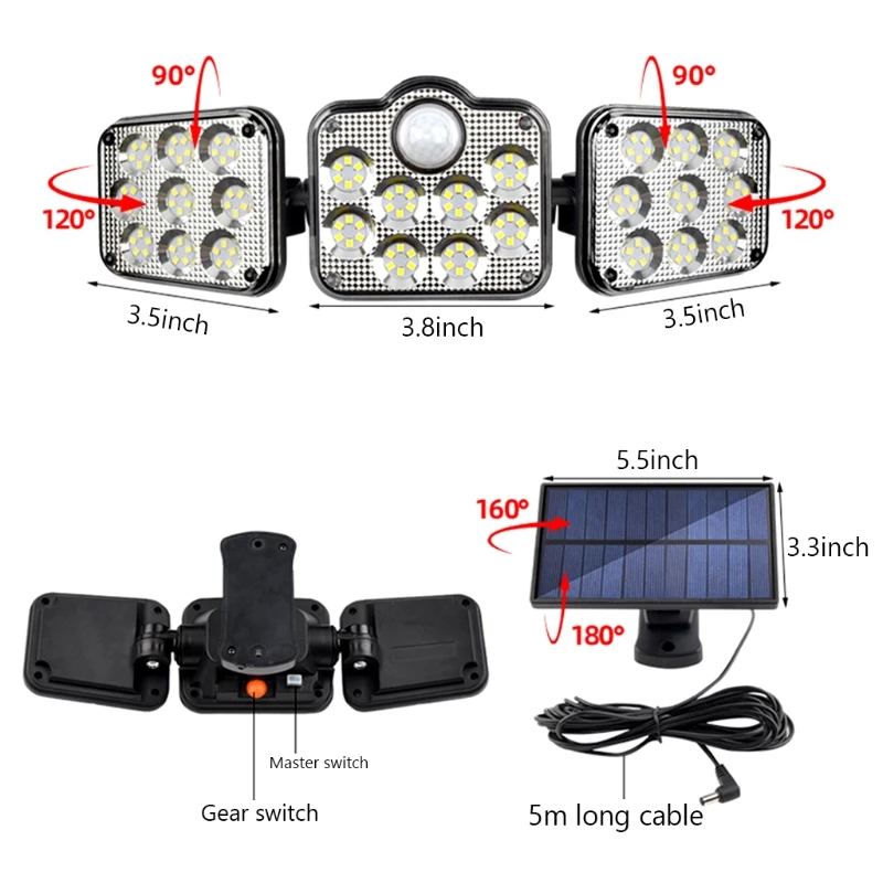 

138Patch Solar Safety Light with Motion Sensor IP67 High Efficiency Courtyard Outdoor Rainproof Water Body Type Solar Wall Light