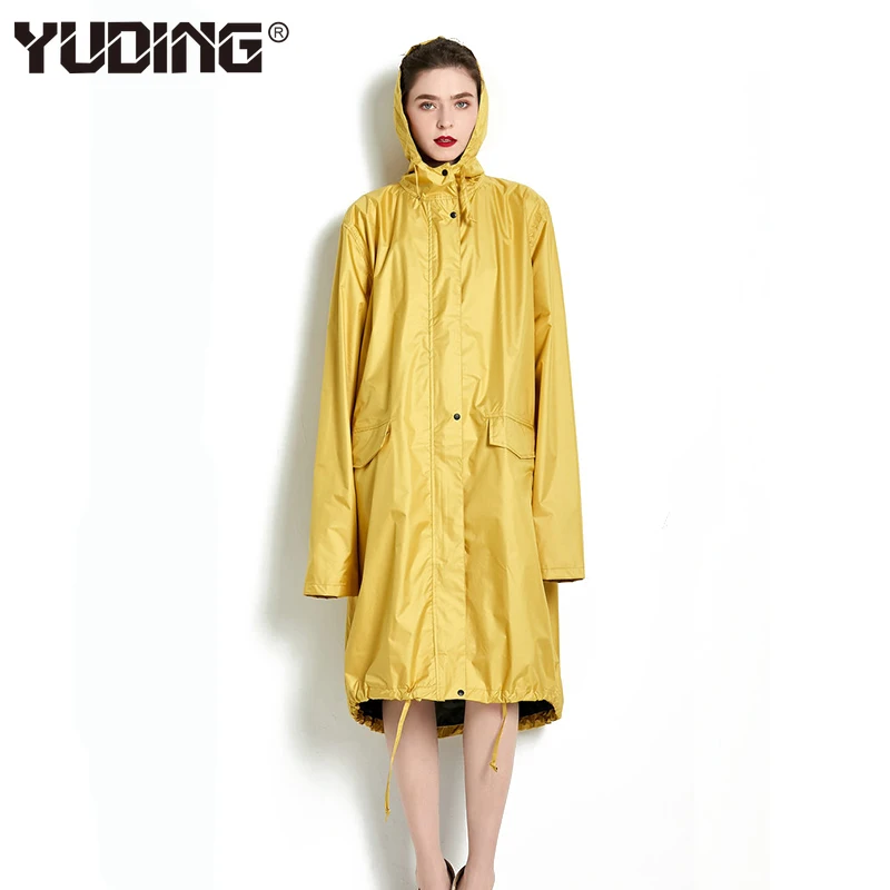 Yuding желтый женский плащ Легкий Портативный Женский дождевик непромокаемый пончо