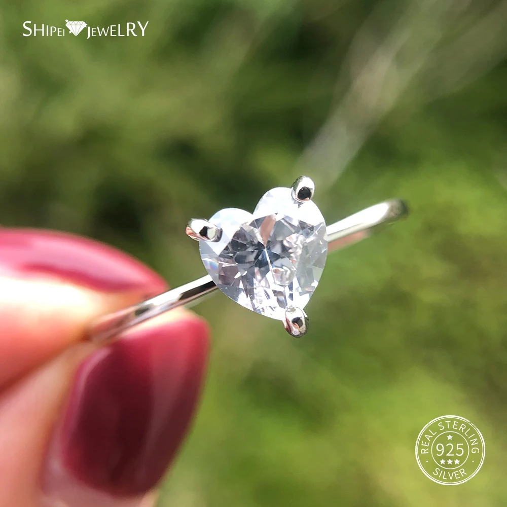 Женское кольцо в виде сердца с муассанитом серебро 100% пробы|Кольца| |