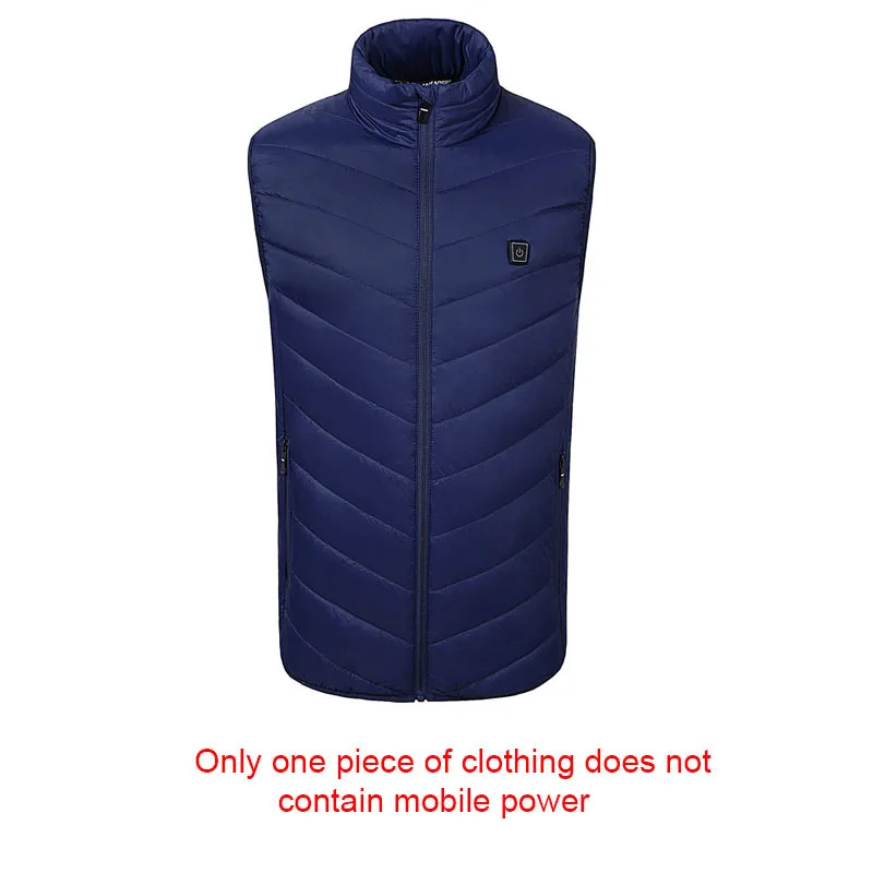 Vest Blue Зимняя теплый куртка с подогревом Мужчины Женщины USB Инфракрасный обогреватель с капюшоном Куртка Электрическая тепловая одежда Лыжи Туризм Куртка - Цвет: Vest Blue