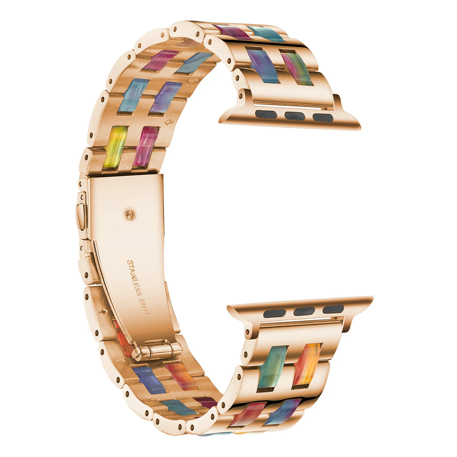 Luxury Resin Colorful strap for Apple Watch Band 40mm 44mm 38 42mm iWatch Series 5 4 3 Bracelet Stainless Steel Strap | Наручные часы