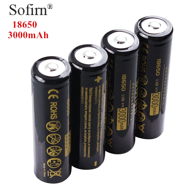 Sofirn 18650 3000mAh Top Head Discharge 3.7V HD Cell NCR18650B Li-ion Rechargeable 18650 Batteries for Torch /Flashlight/Toys