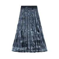womens velvet skirt high waisted skirt long pleated skirts