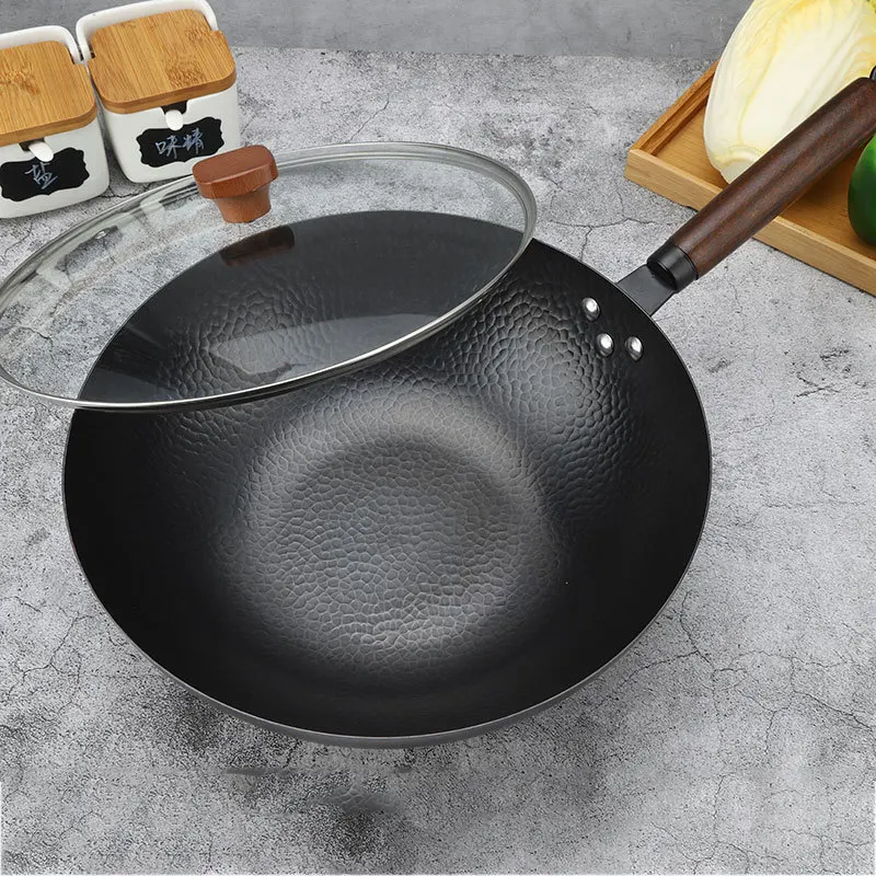 Бесплатная доставка индукционная сковорода вок 32 см без химической углеродистой