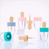 1pc ice cream shape mini lip gloss tube empty lip balm container with pink lid rubber inserts lipstick refillable bottles t0156