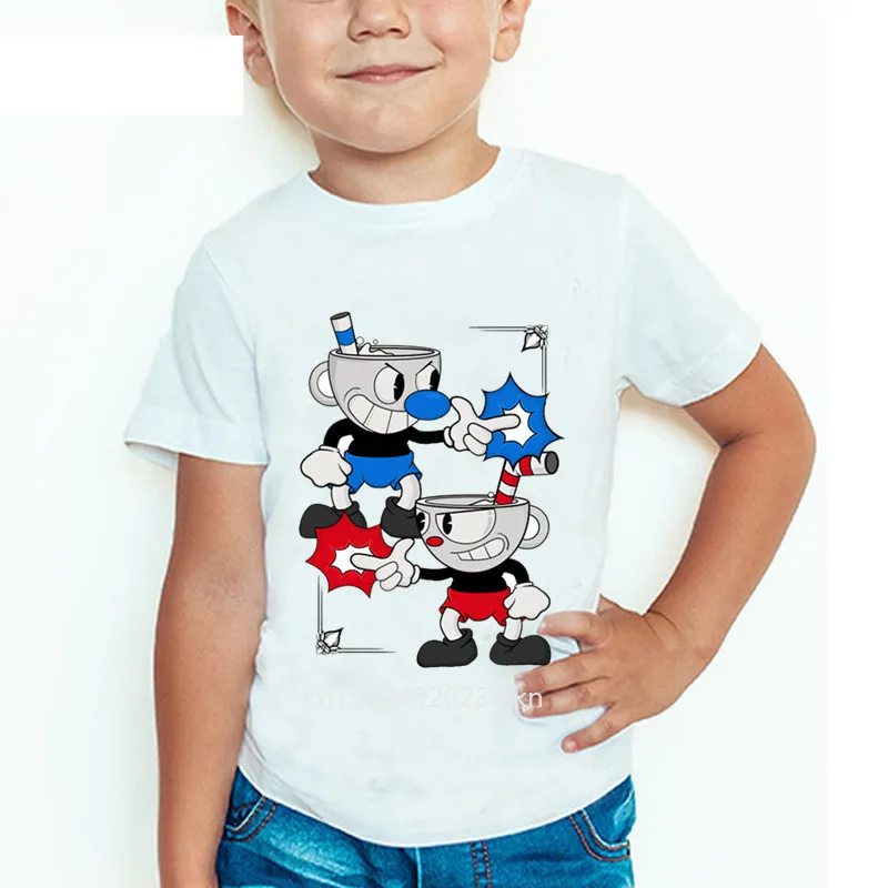 

anime clothes Children Cuphead Cartoon Print Funny T shirt Boys and Girls Comfortable Short Sleeve Tops Kids Casual Clothes