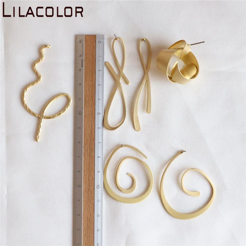 Длинные женские серьги-гвоздики Lilacolor Hyperbole металлические Асимметричные