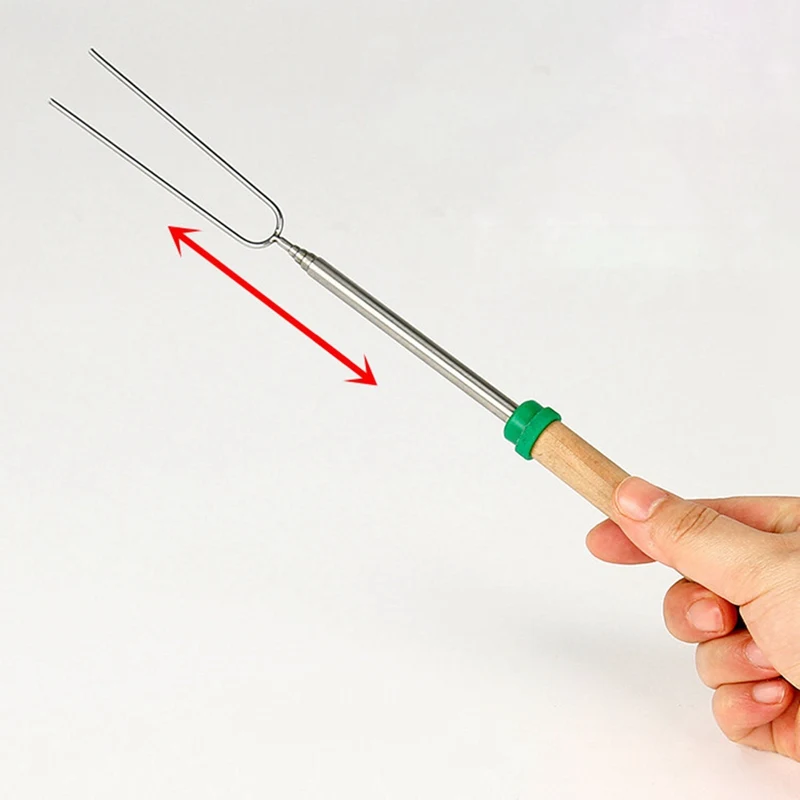 Палка для барбекю телескопическая деревянная из нержавеющей стали вилка обжарки