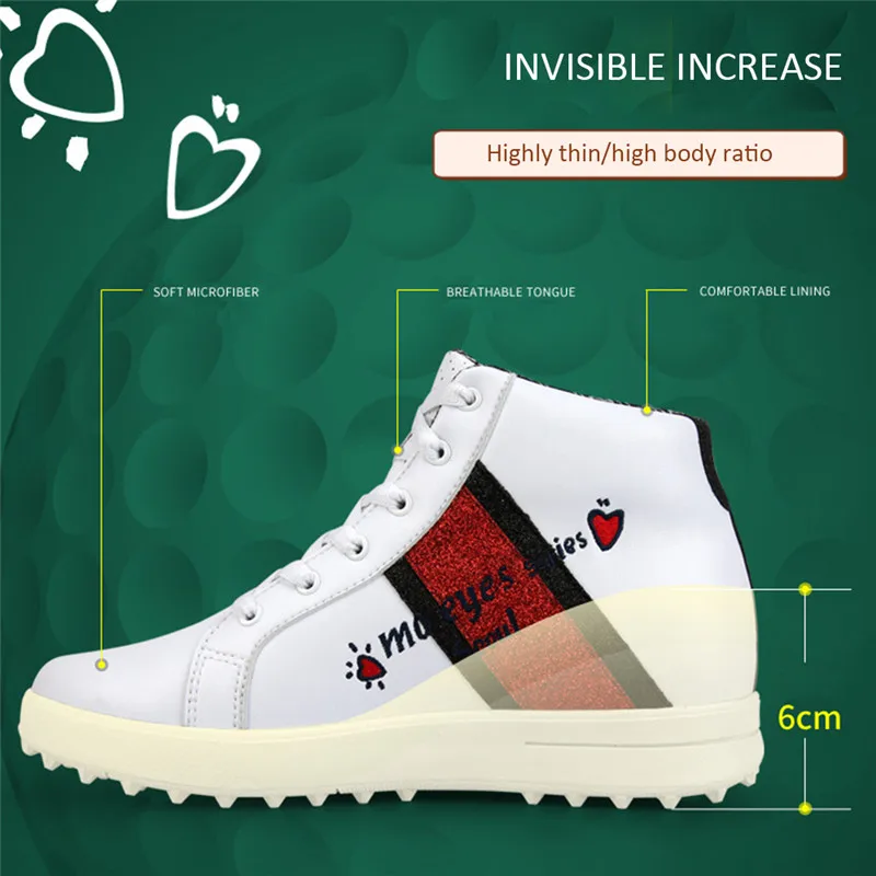 Кроссовки для гольфа PGM женские Нескользящие дышащие кеды с высоким верхом